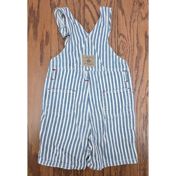 Vintage Sprockets Rugged Wear Engineer Striped Short Bib Overalls - Picture 3 of 4